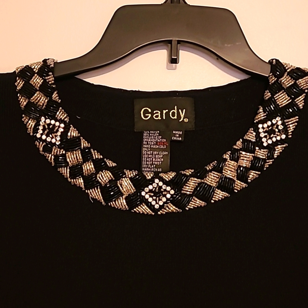 Gardy black bead embellished sweater  XL